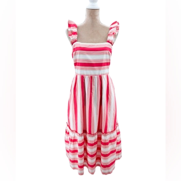 J. Crew Dresses & Skirts - J Crew Cotton Striped Square Neck Midi Dress Pockets